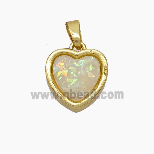 Copper Heart Pendant Pave Fire Opal Gold Plated