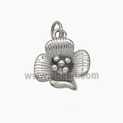 Copper Flower Pendant Platinum Plated