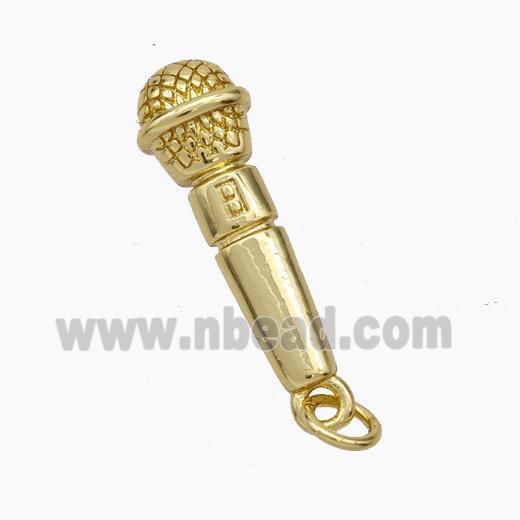 Copper Microphone Pendant Gold Plated