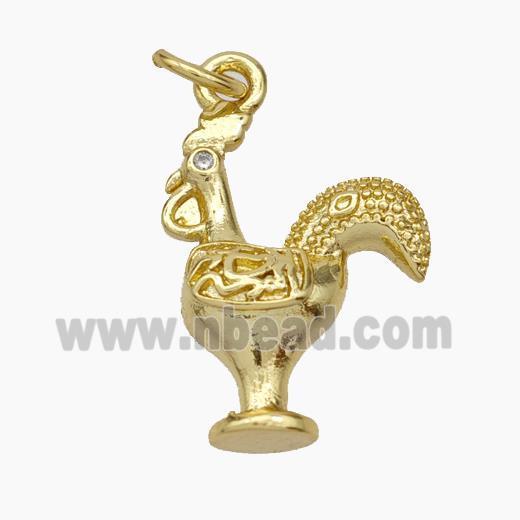 Copper Chicken Charms Pendant Rooster Gold Plated