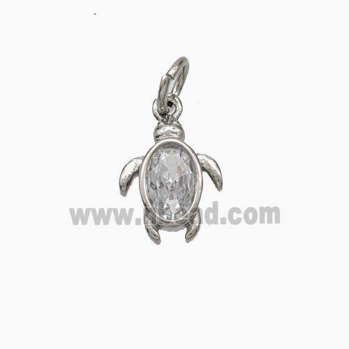 Copper Tortoise Pendant Pave Zirconia Platinum Plated