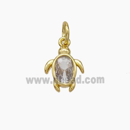 Copper Tortoise Pendant Pave Zirconia Gold Plated