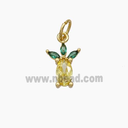 Copper Pineapple Pendant Pave Zirconia Gold Plated