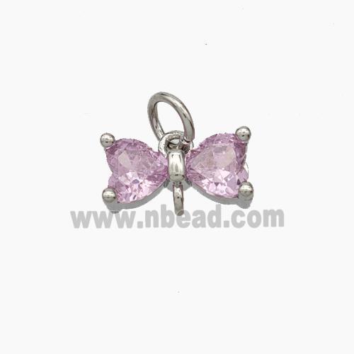 Copper Butterfly Pendant Pave Zirconia Platinum Plated