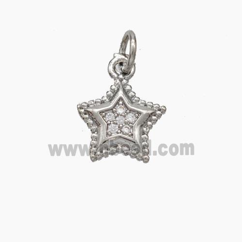 Copper Star Pendant Pave Zirconia Platinum Plated