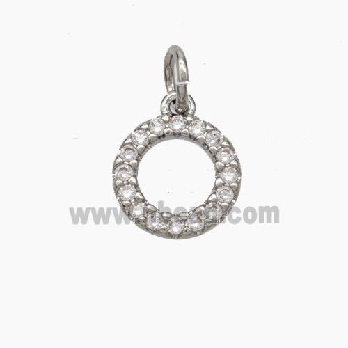 Copper Circle Pendant Pave Zirconia Platinum Plated