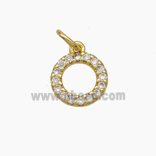 Copper Circle Pendant Pave Zirconia Gold Plated