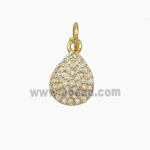 Copper Teardrop Pendant Pave Zirconia Gold Plated