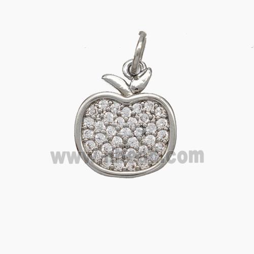 Copper Apple Pendant Pave Zirconia Platinum Plated