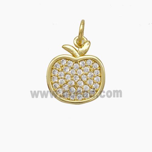 Copper Apple Pendant Pave Zirconia Gold Plated