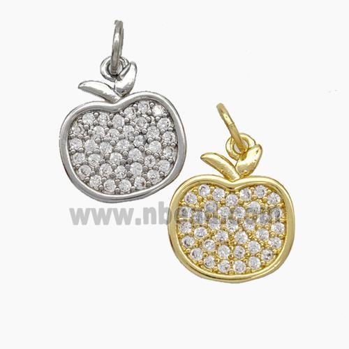 Copper Apple Pendant Pave Zirconia Mixed