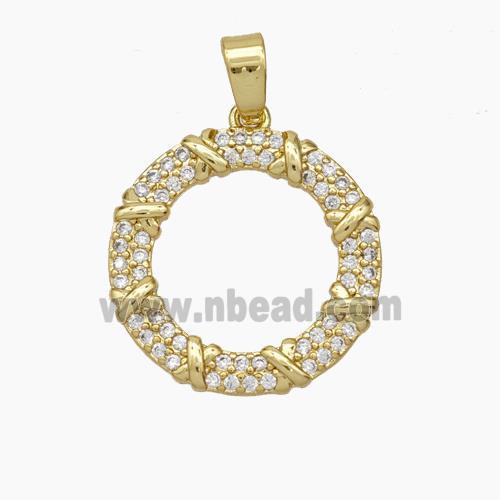 Copper Circle Pendant Pave Zirconia Gold Plated