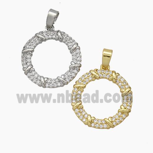 Copper Circle Pendant Pave Zirconia Mixed