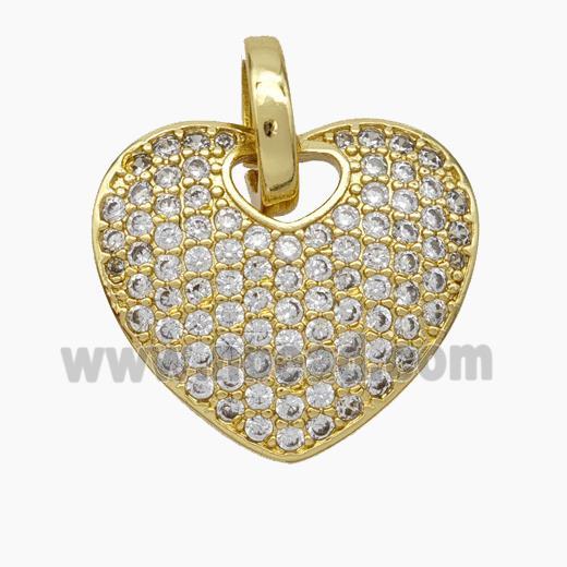 Copper Heart Pendant Pave Zirconia Gold Plated