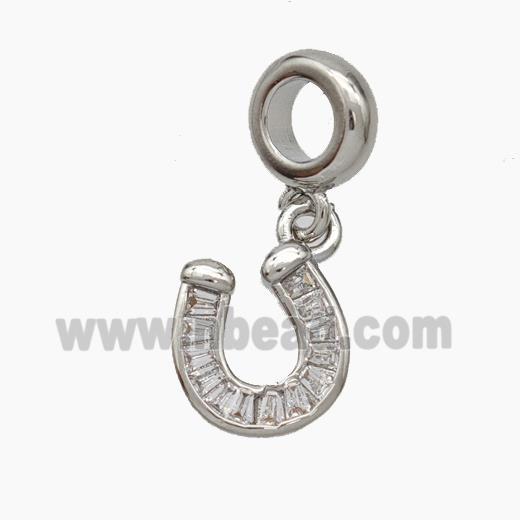 Copper Horseshoe Pendant Pave Zirconia Platinum Plated