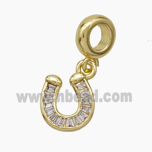 Copper Horseshoe Pendant Pave Zirconia Gold Plated