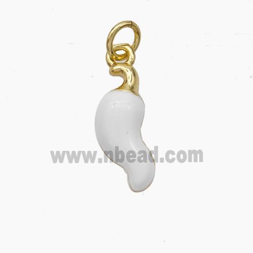 Copper Chili Pendant White Enamel Gold Plated