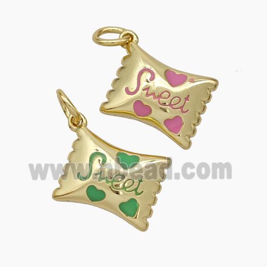 Sweet Candy Copper Pendant Enamel Gold Plated Mixed