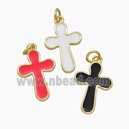 Copper Cross Pendant Enamel Gold Plated Mixed