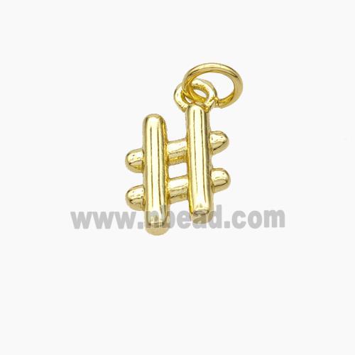 Hashtag Charms Copper Sign Pendant Gold Plated