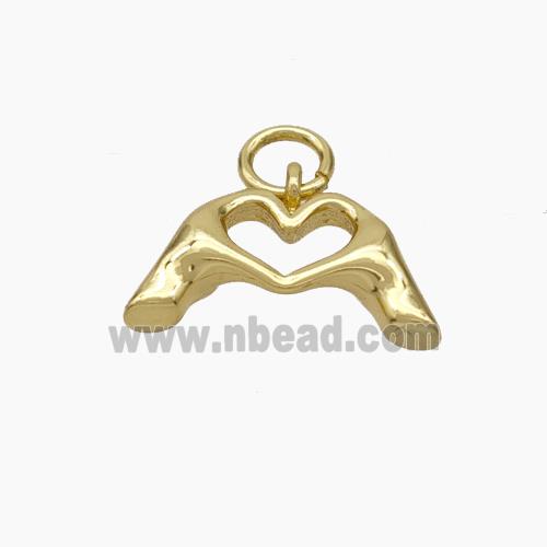 Heart Hands Charms Copper Pendant Gold Plated