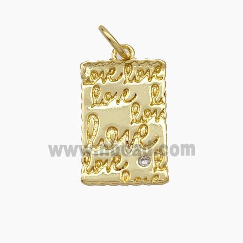 Love Charms Copper Rectangle Pendant Gold Plated