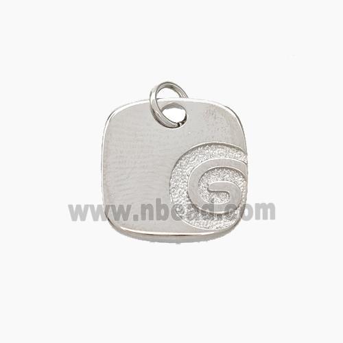 G-Tag Charms Copper Square Pendant Platinum Plated