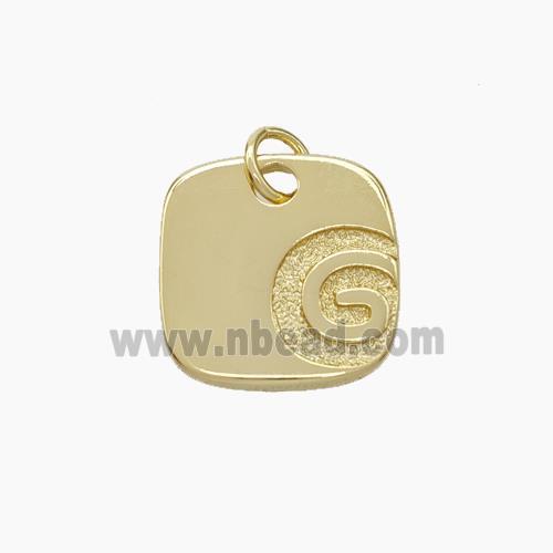 G-Tag Charms Copper Square Pendant Gold Plated