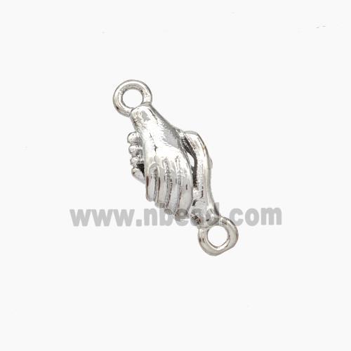 Shake Hands Charms Copper Connector Platinum Plated