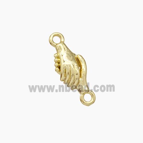 Shake Hands Charms Copper Connector Gold Plated