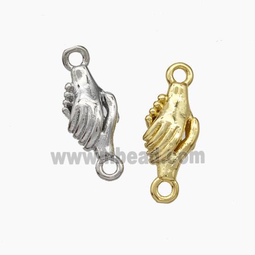 Shake Hands Charms Copper Connector Mixed