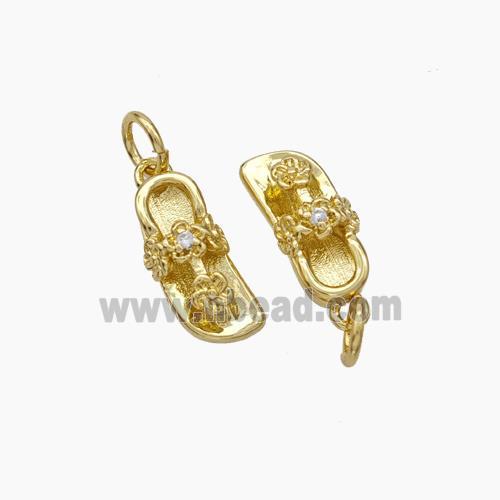 Flip-flops Charms Copper Shoe Pendant Pave Zirconia Gold Plated