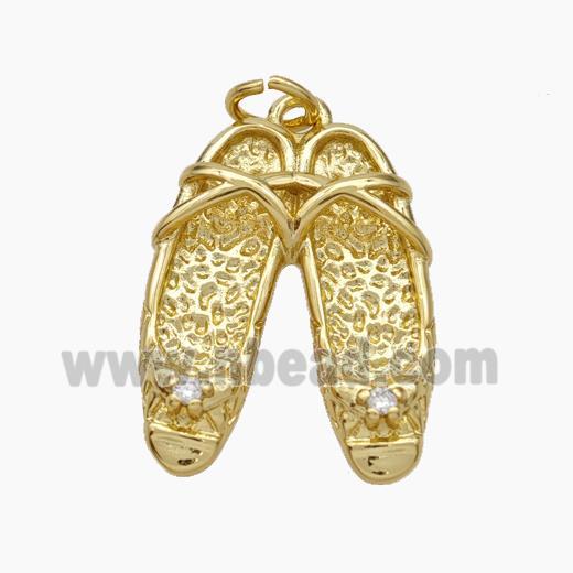 Sandals Charms Copper Shoe Pendant Pave Zirconia Gold Plated