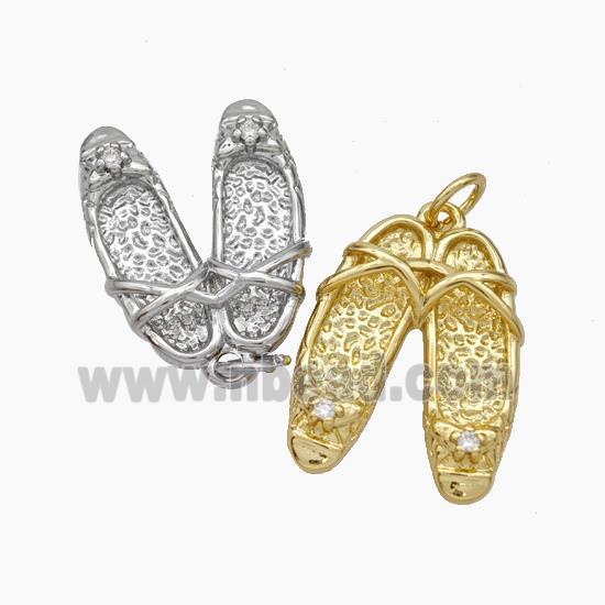 Sandals Charms Copper Shoe Pendant Pave Zirconia Mixed