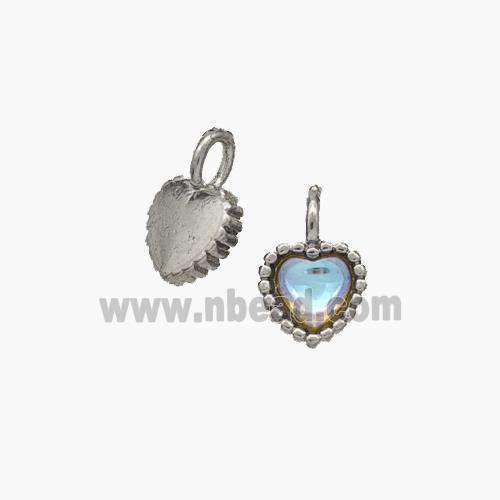 Copper Heart Pendant Pave Crystal Glass Platinum Plated