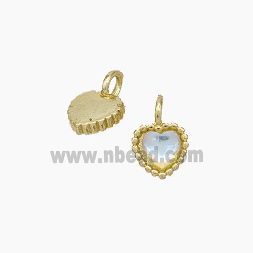 Copper Heart Pendant Pave Crystal Glass Gold Plated