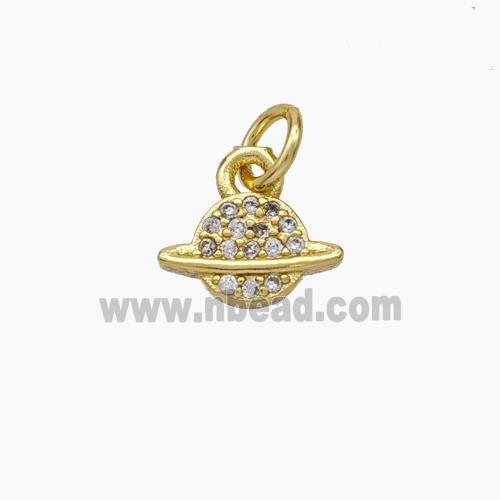 Copper Planet Pendant Pave Zirconia Gold Plated