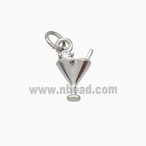 Wine Cap Charms Copper Pendant Pave Zirconia Platinum Plated