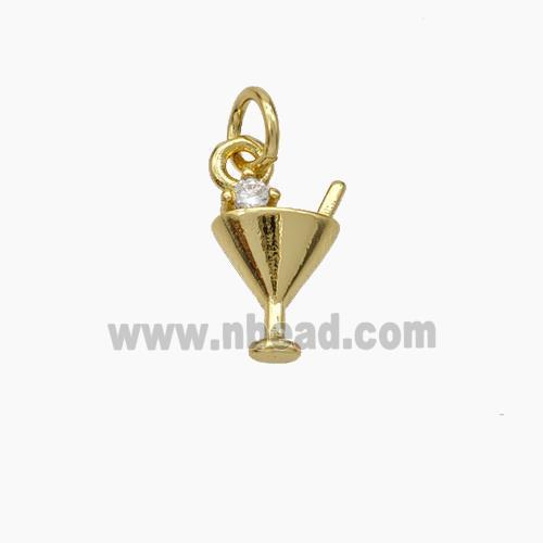 Wine Cap Charms Copper Pendant Pave Zirconia Gold Plated