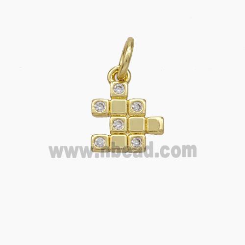 Magic Cube Charms Copper Pendant Pave Zirconia Gold Plated