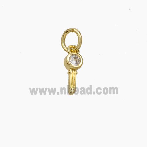 Copper Key Pendant Pave Zirconia Gold Plated