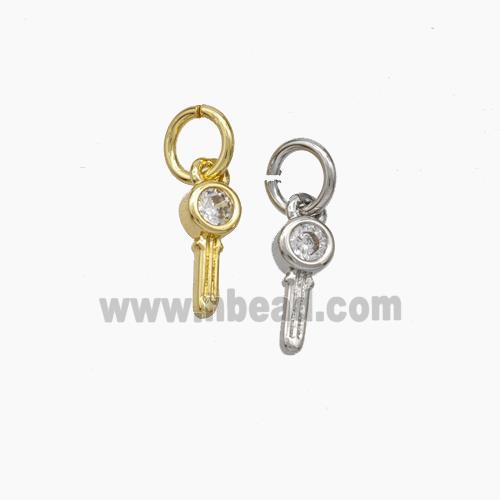 Copper Key Pendant Pave Zirconia Mixed