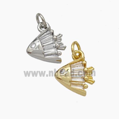 Copper Fish Pendant Pave Zirconia Mixed