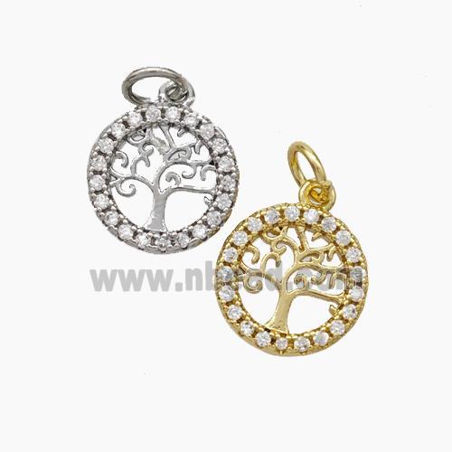 Tree Of Life Copper Pendant Micropave Zirconia Mixed