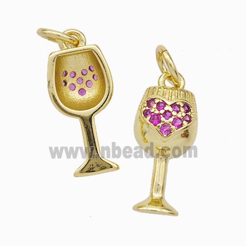 Wine Cap Charms Copper Pendant Pave Zirconia Gold Plated