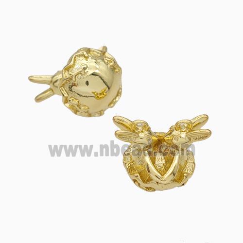 Double Rabbit Charms Copper Pendant Gold Plated