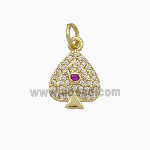 ACE of Spades Charms Copper Pendant Pave Zirconia Gold Plated