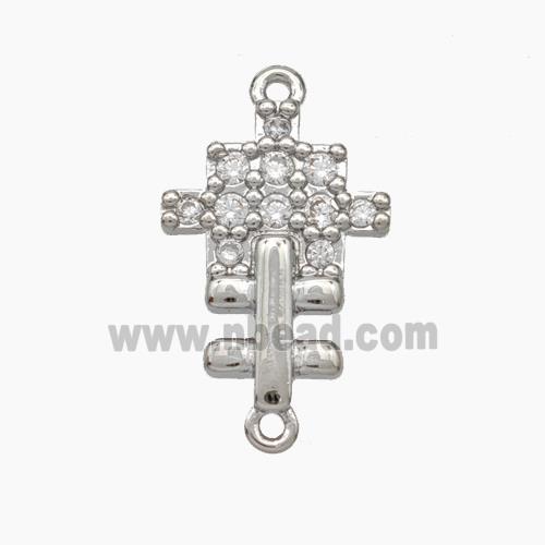 Puzzle Charms Copper Connector Pave Zirconia Platinum Plated