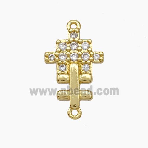 Puzzle Charms Copper Connector Pave Zirconia Gold Plated