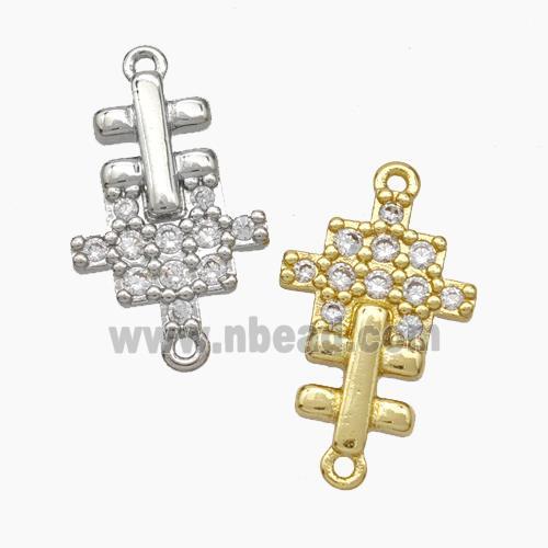 Puzzle Charms Copper Connector Pave Zirconia Mixed